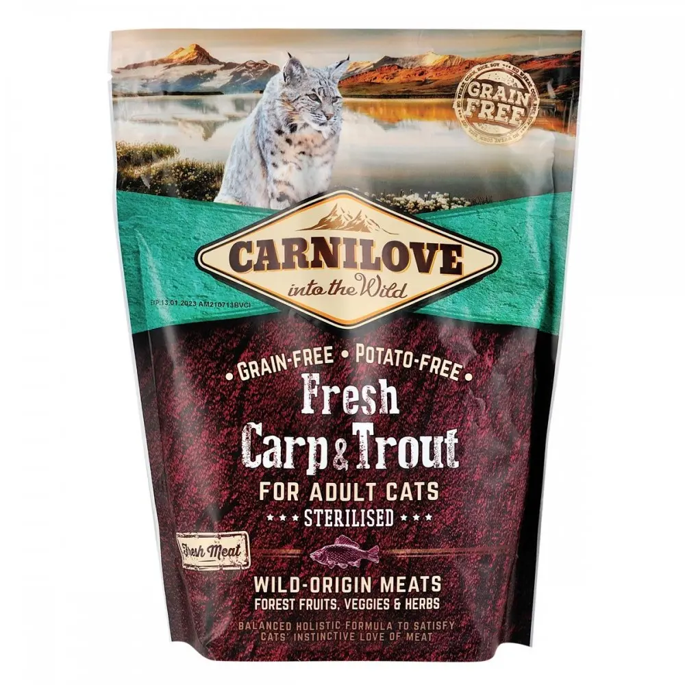 Корм Carnilove Fresh Carp & Trout сухий для дорослих стерилізованих котів з коропом та фореллю 400г
